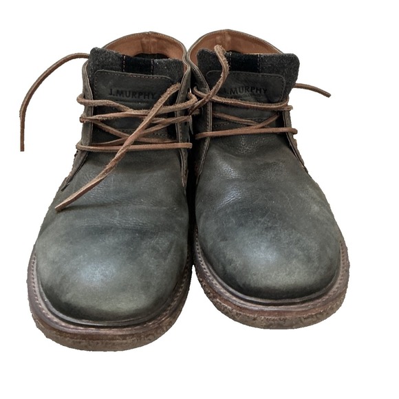 Johnston & Murphy Lace Up Chukka Ankle Boots Mens 9.5 M Gray Leather Shoes Soft - Picture 6 of 8